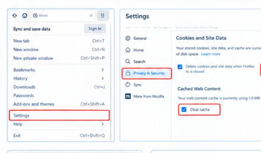Open the Clear Browsing Data window Firefox